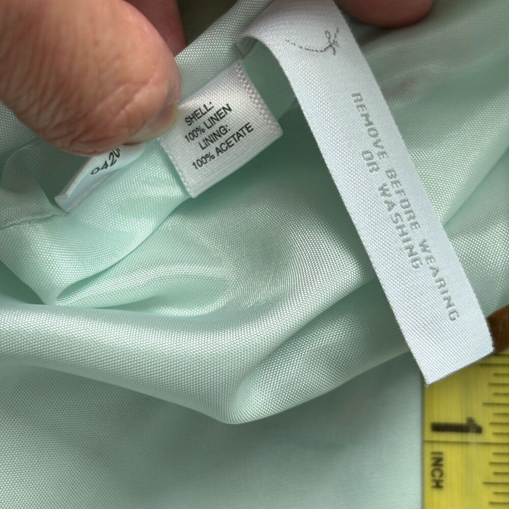 Ann Taylor Linen Dress Women's 14 Light Mint Green Cottage Watercolor Floral NWT - Picture 5 of 7
